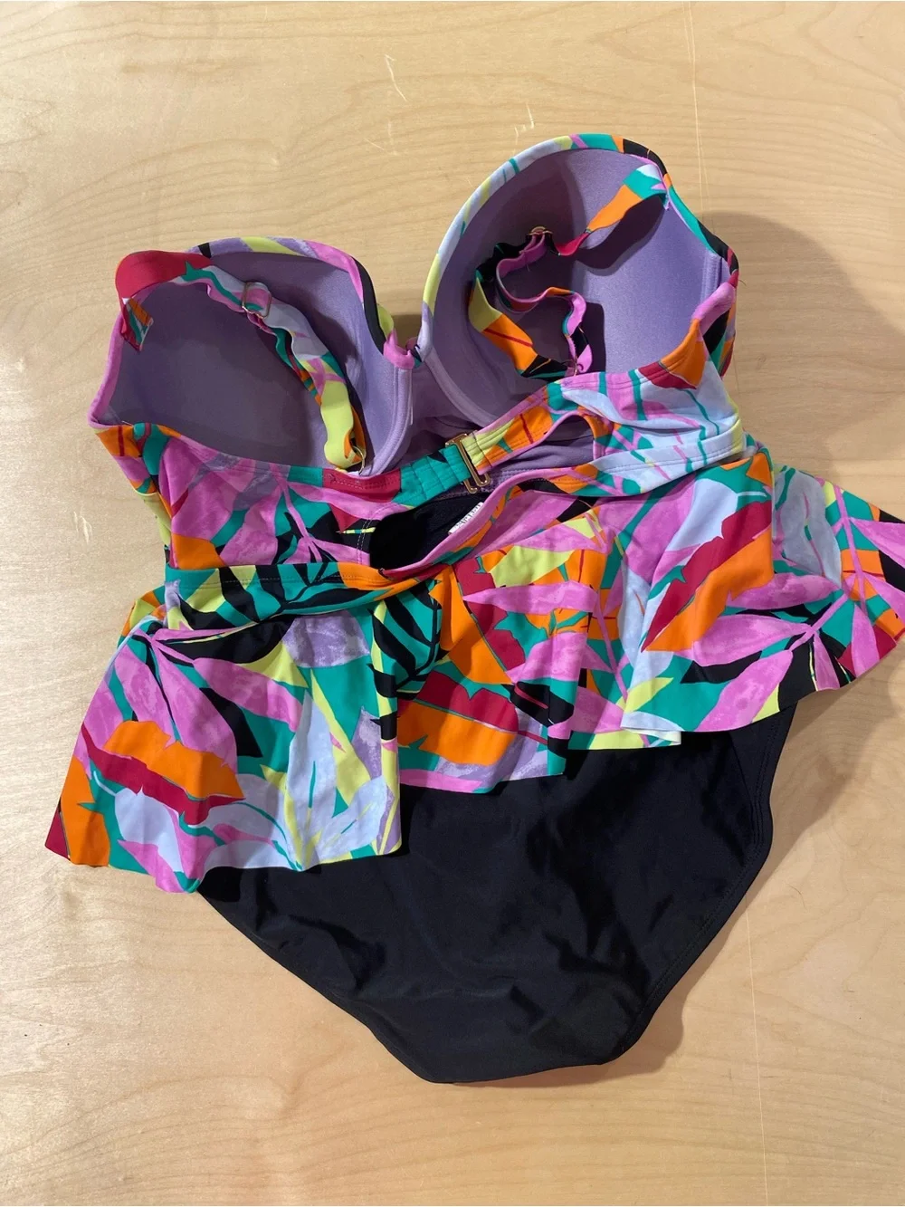 Terra & Sky Multicolor Tropical One-Piece Swimsuit 1X (16W-18W) (SC)